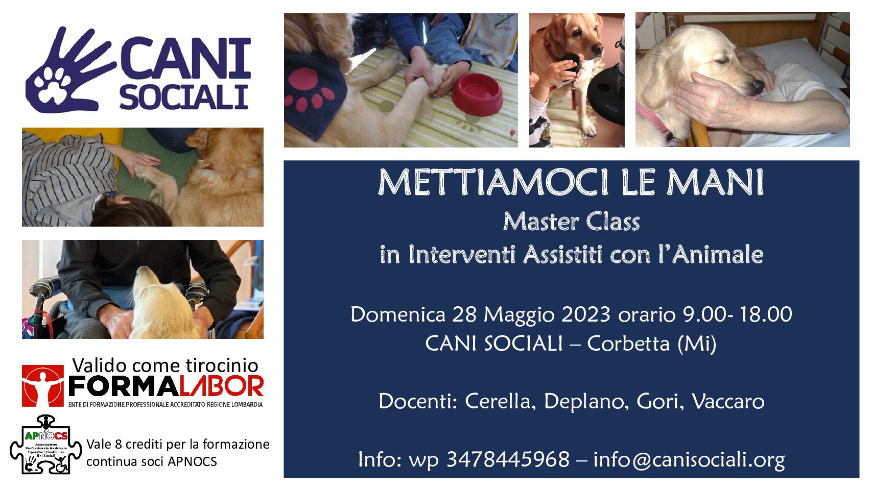 Mettiamoci le mani! Master Class in Interventi Assistiti con l’Animale